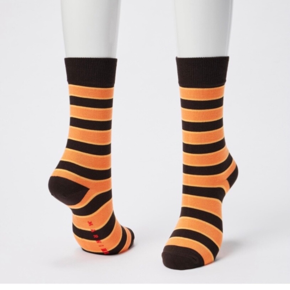 Uniqlo x Marni Cashmere Black and Orange Striped Gloves One Size